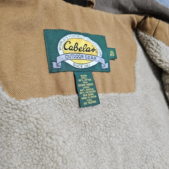 Vintage 90s Cabelas Sherpa Lined Vest Size XL Canvas Duck Canvas NUBUCK Trim WOW - Picture 11 of 14